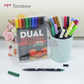   TOMBOW Акварельная ручка с двойной головкой, двойная кисть, ручка с мягкой головкой, 10-цветный набор маркеров ABT, иллюстрация, красочный, художник