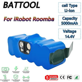  Батарея пылесоса Battool 14,4 В 5000 мАч для Irobot Roomba 500 600 700 800 900 Series 14,4 В 620 650 770 780 580 Батареи