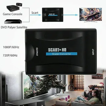  Сигнал Видео Аудио Конвертеры Высококлассные адаптеры HD 1080P SCART на HDMI-совместимый приемник для аксессуаров для бытовых компьютеров