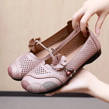  2023 Новая повседневная мама ретро цветочная обувь женщина лето пустотелые лоферы дизайнерские плоские подошвы с круглым носком Zapatillas de deporte