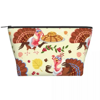  Thanksgiving Turkey Трапециевидные портативные сумки для макияжа Сумка для ежедневного хранения Косметический чехол для путешествий Туалетные принадлежности Ювелирная сумка