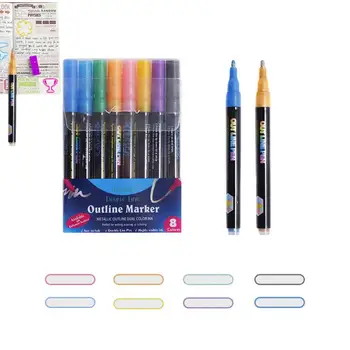  Double OutMarkers Glitter Self-OutMarkers Для Рисования Портативный Двойной Self-OutMarker Pen Set Для DIY Art Crafts Drawing Journal
