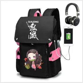  Аниме Demon Slayer Agatsuma Zenitsu Школьная сумка Oxford Сумки для ноутбука Школьный рюкзак для мальчиков и девочек Дорожная сумка большой емкости для детей