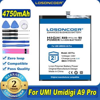  100% оригинальный аккумулятор LOSONCOER 4750 мАч A9 Pro для аккумулятора мобильного телефона UMI Umidigi A9 Pro