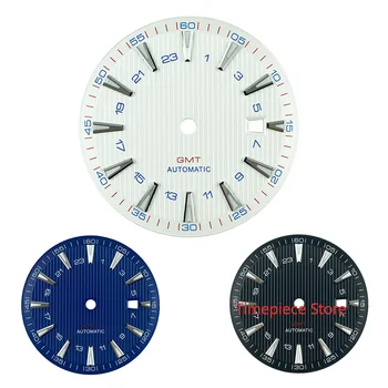  Синий светящийся 33,2 мм синий/черный/белый GMT Детали циферблата часов GMT AT 150M Sailboat Splint Texture Set для движения Mingzhu DG3804