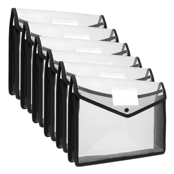  6 шт. Пластиковый пакет A4 Емкость A4 Органайзер Сумка для документов Сумка для хранения канцелярских принадлежностей