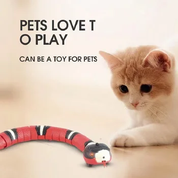  Автоматические игрушки для кошек Интерактивные умные сенсоры Змея TeaseToys для кошек USB-зарядка Аксессуары для кошек Игры Играть в