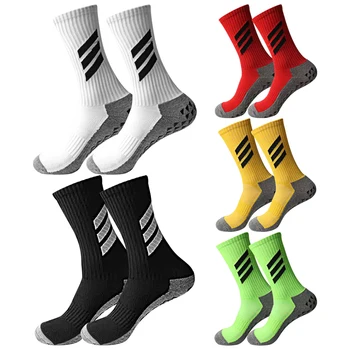   Новые тренировочные соревнования Противоскользящие футбольные носки Дышащие и впитывающие пот Средние полосатые мужские женские футбольные носки на открытом воздухе