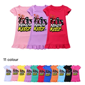  NINJA KIDZ Платье Ночная рубашка для девочек Одежда Мультфильм Пижама Детская одежда Пижама с коротким рукавом Платье Детская семейная одежда
