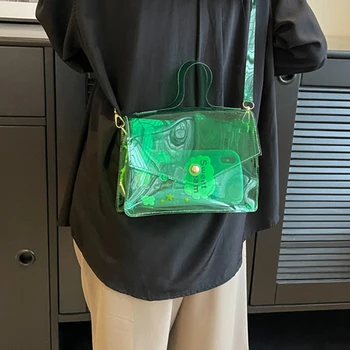  Модные прозрачные сумки из желе из ПВХ Портативные водонепроницаемые прозрачные сумки-мессенджеры Женская сумка с верхней ручкой Летняя пляжная сумка через плечо