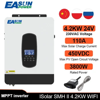  EASUN POWER Гибридный солнечный инвертор 24 В 4,2 кВт Чистый синусоидальный инвертор Автономный Встроенный в 110 А MPPT Зарядное устройство Max PV 450 В Поддержка WIFI