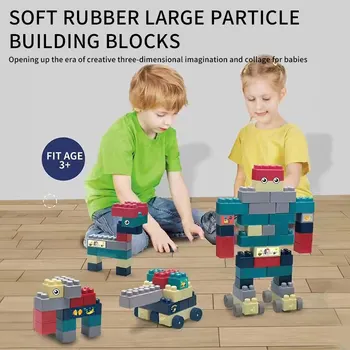   Детская коробка для хранения Собранные строительные блоки Игрушка Большие частицы Разборка игрушечных строительных блоков 120 штук