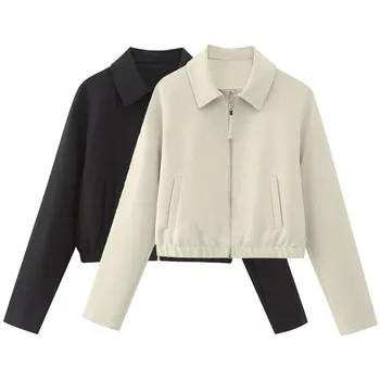  Короткая куртка в стиле рубашки для женщин Осень-зима Однотонный лацкан Трендовые пальто Вельветовые винтажные пальто оверсайз