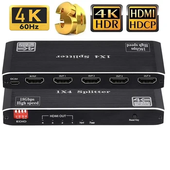  1x4 Разветвитель HDMI 2.0 HDCP 2.2 4K 60 Гц Аудио Конвертер для PS5 PS4 Pro Xbox HDMI 4K Splitter для двух мониторов