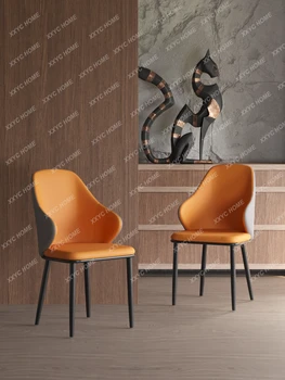  Скандинавский обеденный стул Бытовой стул для обеденного стола в гостинице Табурет с кожаной спинкой Современный минималистичный стул для конференций Косметический стул
