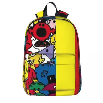  Mr Men Шаблон Рюкзак Повседневная детская школьная сумка Рюкзак для ноутбука Рюкзак для путешествий Книжная сумка большой емкости
