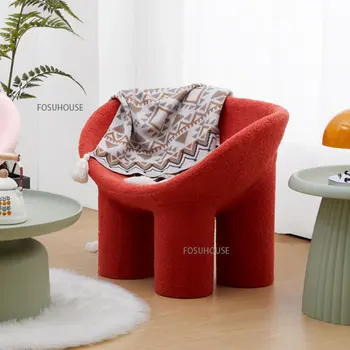  Современный стул для гостиной Фланель Слон Ножка Стул Дизайн Баранья шерсть Мебель для гостиной Креативный балкон Диван Кресла для отдыха