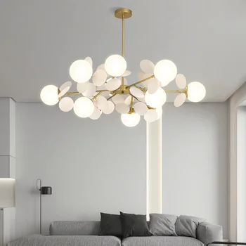  Современный скандинавский дизайн Светодиодная люстра для гостиной, спальни, столовой, кухни, потолка, подвесной светильник, стеклянный шар G9, подвесной светильник