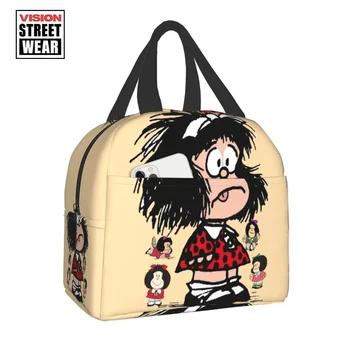  2023 Mafalda Quino Comics Изолированная сумка для ланча для кемпинга Путешествия Юморист Мультфильм Портативный холодильник Thermal Bento Box Женщины Дети