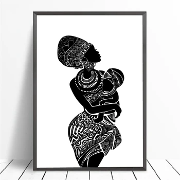  Современная HD печатная красивая африканская женщина с детской спальней плакат настенное искусство холст живопись черно-белый домашний декор
