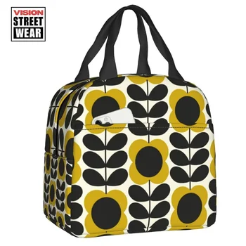   летняя сумка для обеда с цветочным стеблем для женщин скандинавский геометрический многоразовый кулер термо еда ланч-бокс
