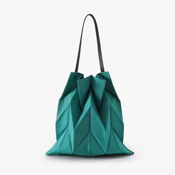  Мода Женские геометрические плиссированные сумки Корейский стиль Холст Большая емкость Сумка через плечо Женская сумка для покупок Женская сумка