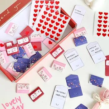 Мини-конверты Карманный конверт для исповеди Красочный мини-набор любовных писем с наклейками в виде сердца Конверты на День святого Валентина