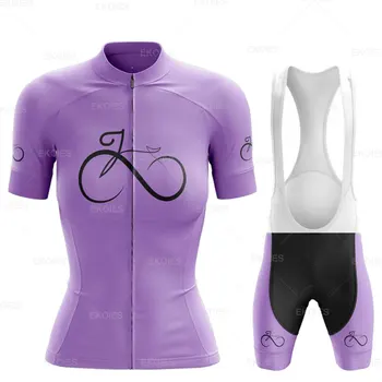  2022 Женская новая летняя одежда для велоспорта с коротким рукавом Горный велосипед Езда на велосипеде Комплект джерси Женская велосипедная одежда Розовое платье