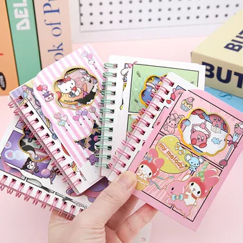  Мультфильм Sanrio Hello Kitty My Melody A7 Velcro Flip Coil Книга Милая Девушка Сердце Мини Ноутбук Студент Учебный Дневник Портативная Книга
