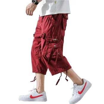  2023 Летние камуфляжные шорты-карго Мужчины Камуфляжные шорты с несколькими карманами Homme без ремня Размер 29-40
