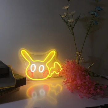  Аниме Неоновая вывеска с питанием от USB для декора комнаты, светодиодный неоновый свет с регулируемой яркостью ночник для бара Человек Пещера Игровая комната Настенное искусство