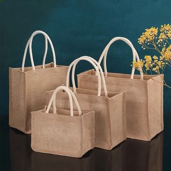  мешковина сумки джутовая сумка для покупок для ремесел для хранения подарков продуктовая сумка женский шоппер эко сумка для путешествий пляжная тканевая сумка клатч