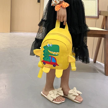  Мультфильм Динозавр Детская школьная сумка Нейлон Милая детская сумка Открытый рюкзак Антипотерянная сумка Молния Мини Кросс Сумка Рюкзак для малышей