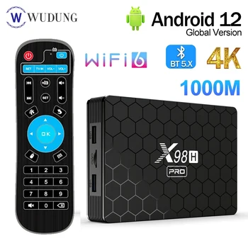  Новый X98H PRO Android 12 Smart TV BOX H618 2.4G 5G Wifi6 4GB 64B 2GB16GB BT5.0 H.265 Приемник HD вход Телевизионная приставка Медиаплеер