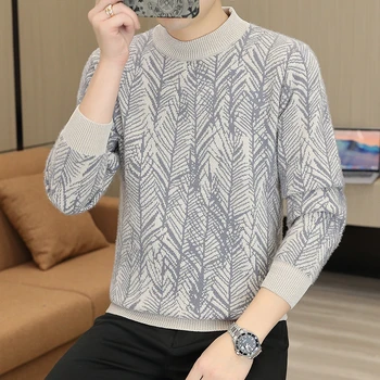  Зимний мужской свитер Новый Harajuku Streetwear Вязаные свитера Повседневный мужской пуловер с круглым вырезом Модная мужская одежда