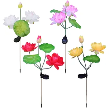  2 упаковки Lotus Garden Lights IP65 Водонепроницаемые солнечные декоративные цветочные светильники реалистичные с 3 цветами для декора садового двора