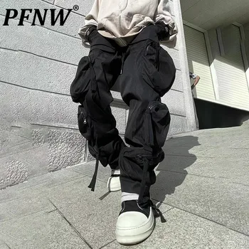  PFNW Весна-Лето Мужская мода High Street Кулиска Повседневные свободные брюки-карго Модные однотонные спортивные шикарные брюки 12Z1098