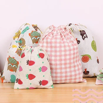  1 шт. Симпатичная мультяшная хлопковая сумка для покупок на шнурке Эко Многоразовый складной продуктовый тканевый чехол для дома Детские сумки для хранения игрушек