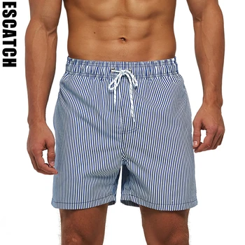  ESCATCH Быстросохнущие мужские шорты для доски Дизайн с вертикальной полосой Новое поступление Лето Пляж Серфинг Мужчина Плавательные штаны Плюс размер