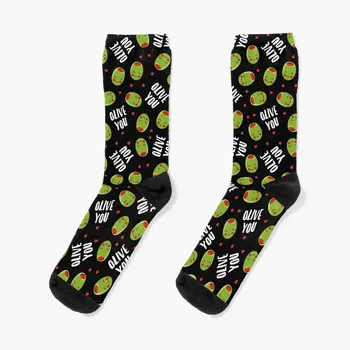  Olive You - оливковые валентинки - сердечки Носки черные носки счастливые носки essential Носки мужские женские