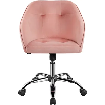 Современное бархатное регулируемое вращающееся офисное кресло, розовый