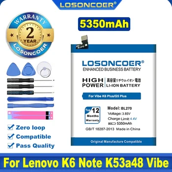  100% оригинальный аккумулятор LOSONCOER BL270 5350 мАч для Lenovo K6 K8 Note K53a48 Vibe K6 G G5 Plus для Motorola Moto G6 Play XT1922