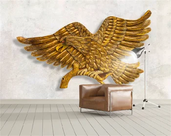  Пользовательские обои 3D трехмерный рельеф ретро золотой орел диван фон стена декоративная роспись панно папье-пейнт