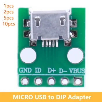  1 / 2 / 5 / 10 шт. Плата адаптера Micro USB на DIP 2,54 мм 5-контактный гнездовой разъем Преобразователь печатных плат типа B Макетная плата SMT Материнское сиденье