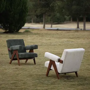   Тихий стиль Односпальный диван Чандигарх Кресло для отдыха Скандинавский винтаж Проживание в семье Дизайнерское кресло для отдыха с подлокотником