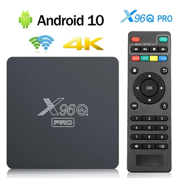  X96Q Pro Smart TV Box Android 10.0 Allwinner H313 Quad Core 2.4G Wifi 4K Media Player 2 ГБ + 16 ГБ Google Player X96 Телевизионная приставка