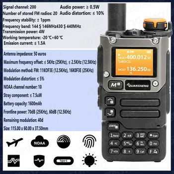  UV-K6 Двусторонняя радиосвязь UHF VHF DTMF FM Портативный многодиапазонный приемопередатчик 144-146 МГц 430-440 МГц Радио в воздушном диапазоне Рация Скремблер