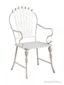 французский стиль кованого железа винтаж белый обеденный стул балкон кофейня украшение проживания в семье старый открытый садовый стул кресло