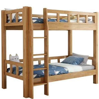  Скандинавская двухъярусная кровать из массива дерева Двухъярусная кровать одинаковой ширины Верхняя и нижняя высоты двухъярусной кровати