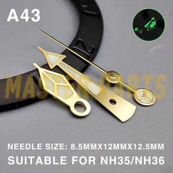  Стрелки для часов с тремя ромбами с золотым люминым покрытием для Miyota NH35/36 4R/7S/NH38